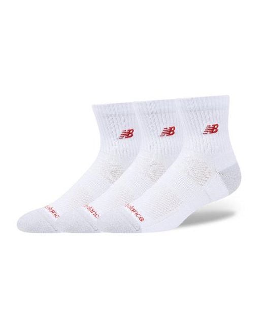 New Balance White Active Premium Qtr 3 Pack Socks 3 Pack