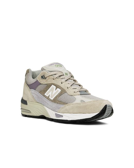 New Balance White Made In Uk 991 In Beige/brown/purple Suede/mesh