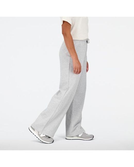 New Balance Gray Essentials Stacked Logo French Terry Wide Legged Sweatpant