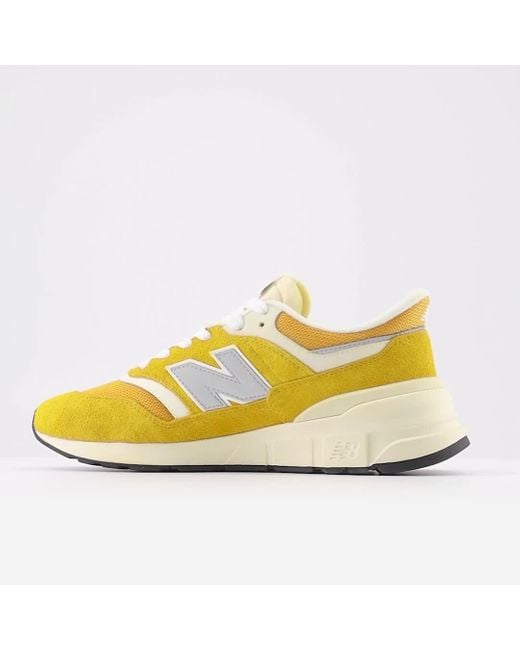 New Balance 997r In Yellow/white Suede/mesh