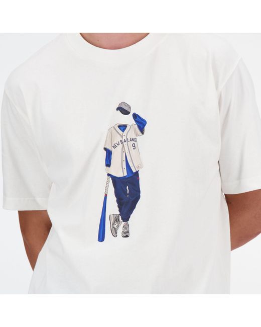 New Balance Athletics baseball t-shirt in weiß in White für Herren