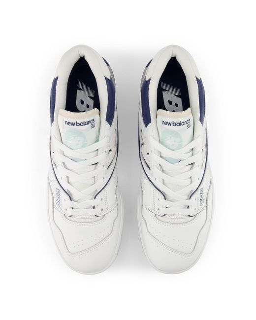 New Balance White 550 in weiß/grau/blau
