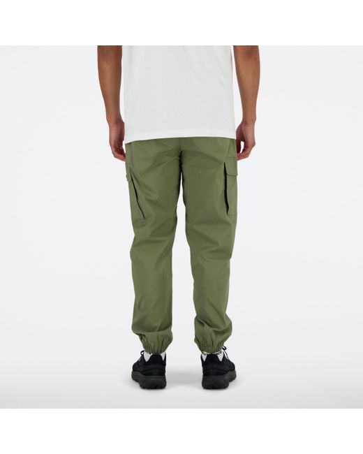 New Balance Twill Cargo jogger In Green Cotton Twill for men