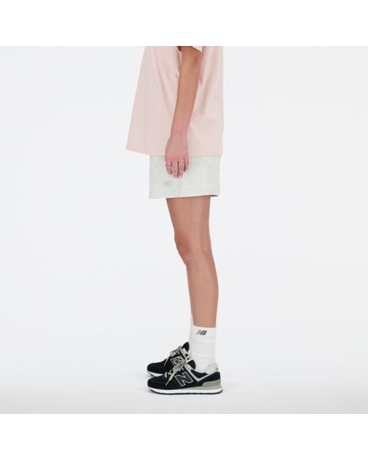 New Balance Pink Athletics French Terry Short In Grey Cotton Fleece