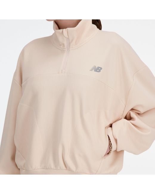 New Balance Natural Tech Knit Oversized Quarter Zip In Pink Poly Knit