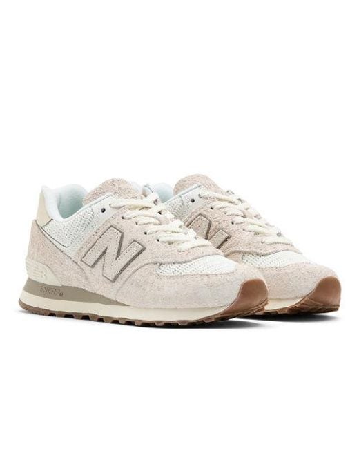 Femme 574 En, Suède/Mesh, Taille New Balance en coloris White