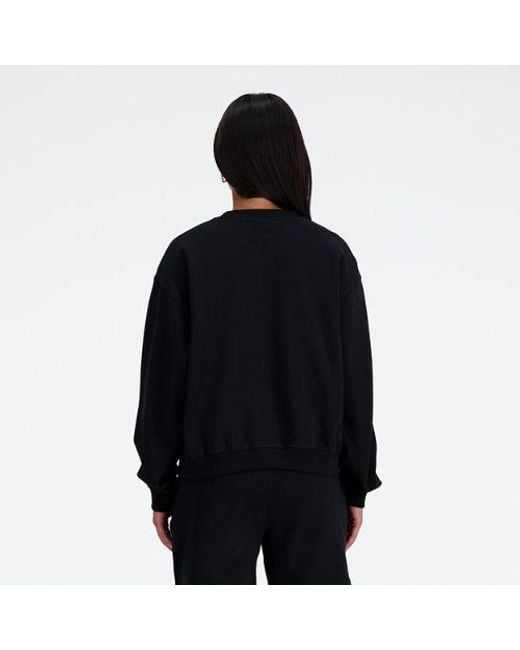 New Balance Athletics French Terry Crew In Black Cotton Fleece
