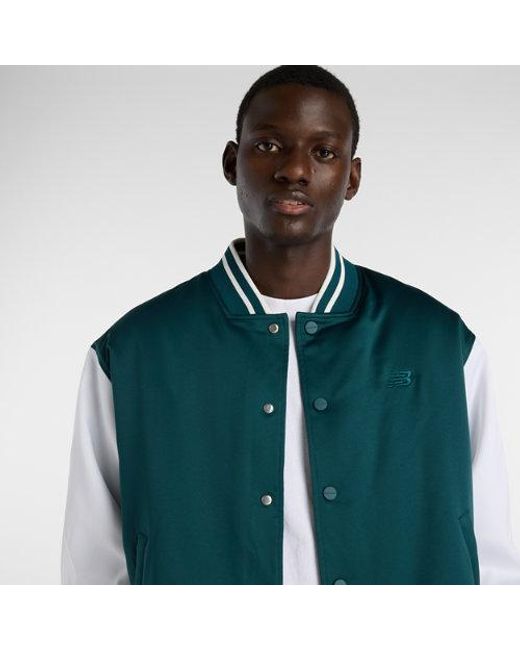 New Balance Green Athletics Varsity Jacket for men