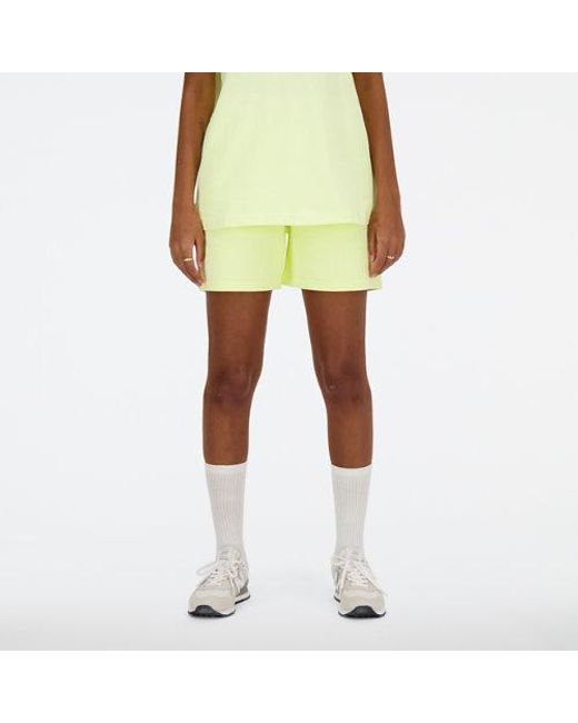 Femme Athletics French Terry Short En, Cotton Fleece, Taille New Balance en coloris Yellow