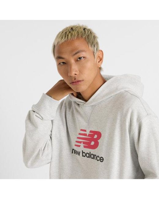 New Balance White Athletics French Terry Logo Hoodie for men