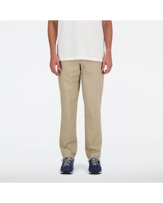 New Balance White Twill Straight Pant 32" In Cotton Twill for men
