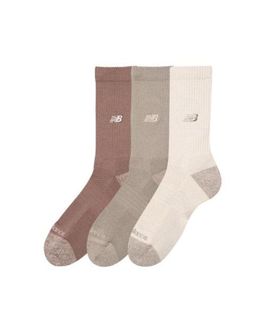 New Balance Brown Active Premium Crew 3 Pack Socks 3 Pack