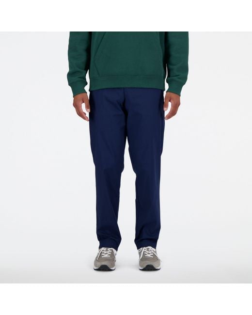New Balance Green Twill Straight Pant 32" In Cotton Twill for men