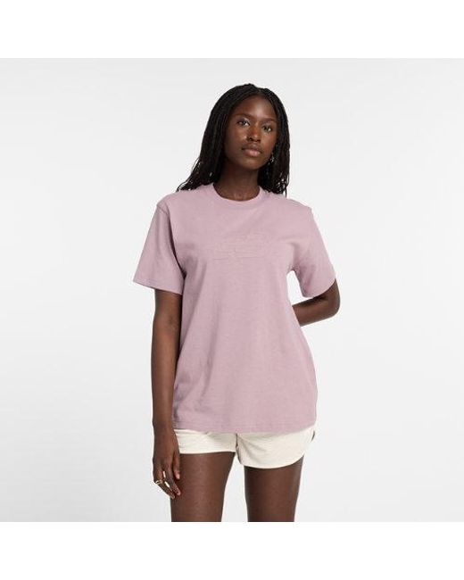 New Balance Embossed Logo Jersey T Shirt in Pink Lyst UK