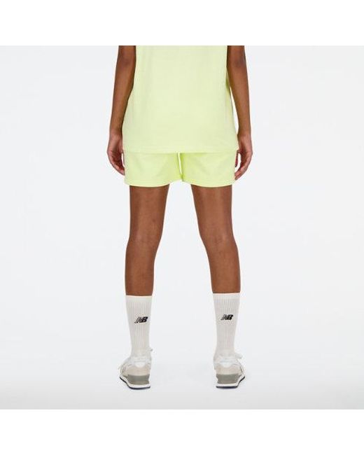 Femme Athletics French Terry Short En, Cotton Fleece, Taille New Balance en coloris Yellow
