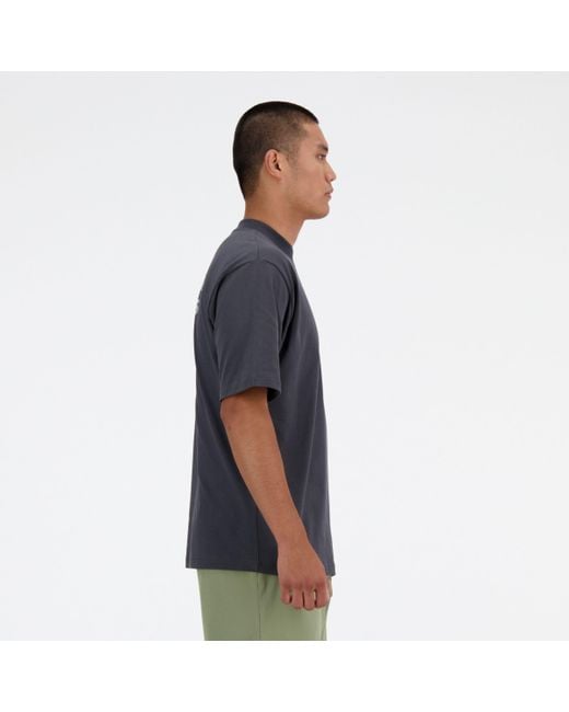 New Balance Blue Shifted Oversized T-shirt In Black Cotton for men