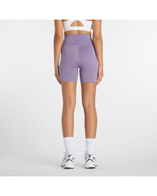 New Balance Blue Nb Harmony High Rise Short 6"