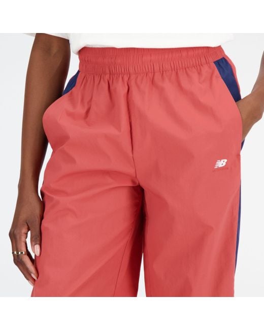 New Balance Athletics Remastered Woven Pant In Red Polywoven