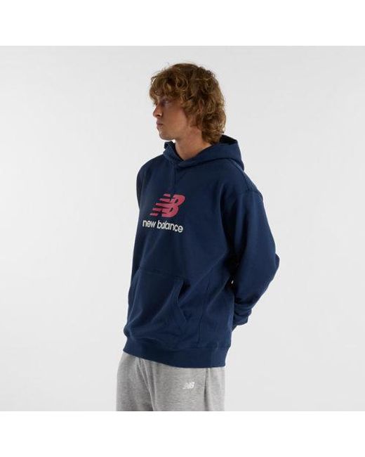 New Balance Blue Athletics French Terry Logo Hoodie for men