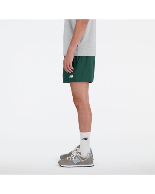 New Balance Athletics Stretch Woven Short 5" In Green Polywoven for men