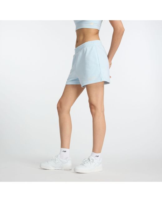 Linear heritage french terry short in blu di New Balance in Blue