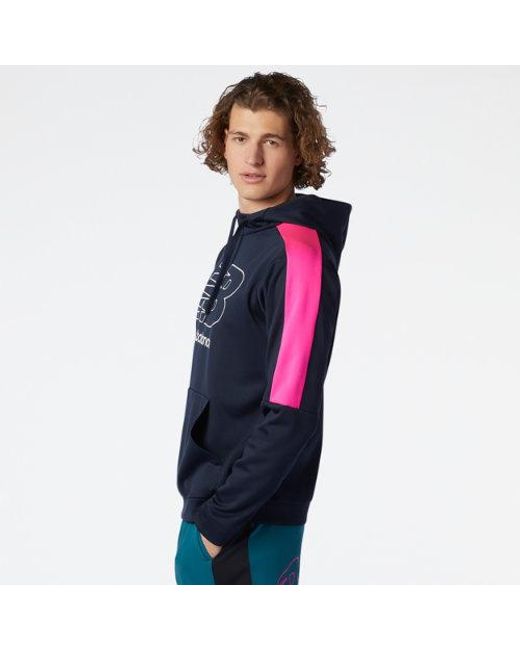 New Balance Tenacity Performance Fleece Blocked Pullover Hoodie in Blue for Men Lyst UK