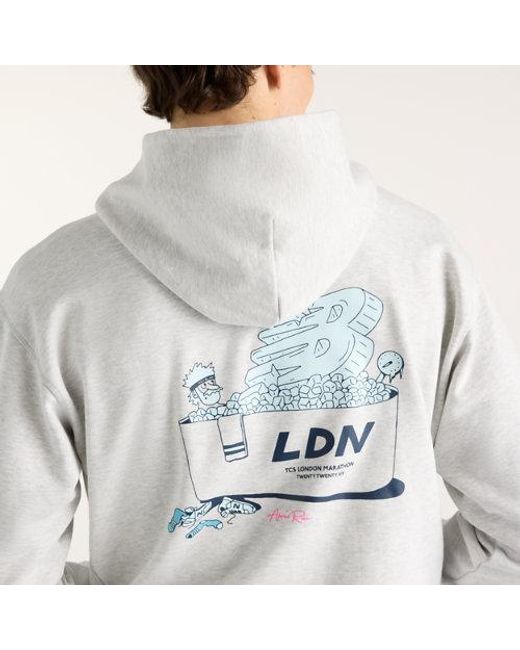 New Balance Gray London Edition Athletics French Terry Hoodie for men