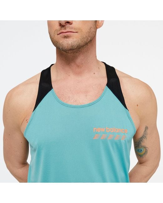 New Balance Blue Accelerate Pacer Singlet In Poly Knit for men