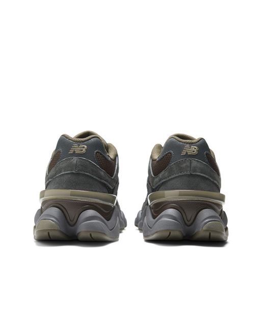 New Balance Gray 9060 In Grey/green/black Leather