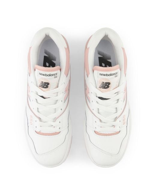 New Balance White 550 in weiß/rosa