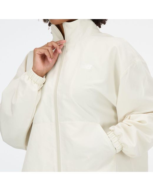 New Balance White Sport Essentials Oversized Jacket In Polywoven