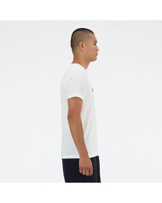 New Balance Sport Essentials Heathertech Graphic T-shirt In White Poly Knit for men