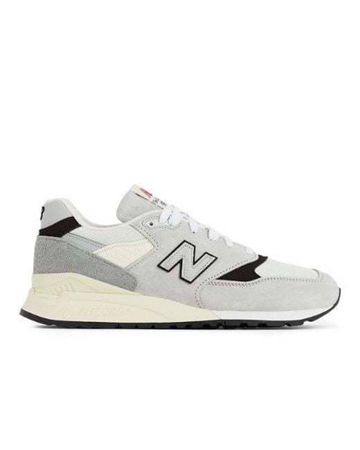 New Balance White Made In Usa 998 In Grey/black Leather for men