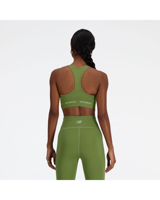 New Balance Green Nb sleek medium support sports bra in grün