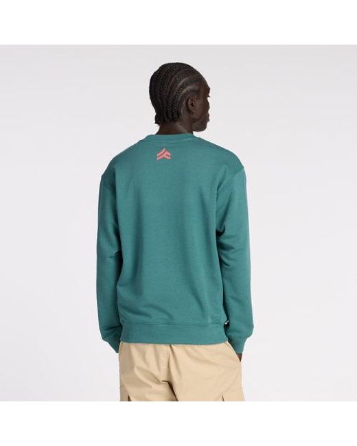 New Balance Green Marathon Du Mont Blanc Athletics French Terry Crew for men