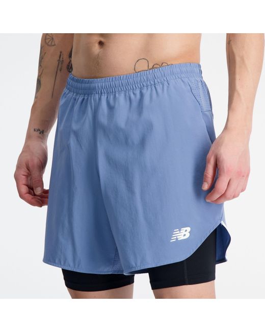 New Balance Blue Q Speed 6 Inch 2-in-1 Short In Polywoven for men