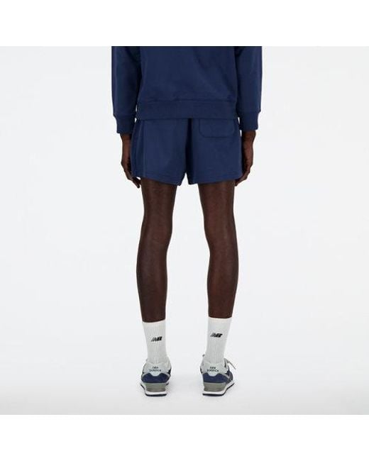New Balance Athletics French Terry Short 5" In Blue Cotton for men
