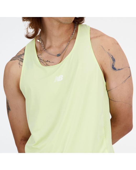New Balance Athletics Racing Singlet In Green Poly Knit for men
