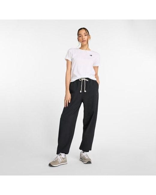 New Balance Black Athletics French Terry Joggers Clothing Lg, Cotton/Terry