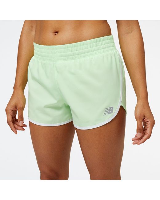 New Balance Blue Accelerate 2.5 Inch Short In Green Polywoven