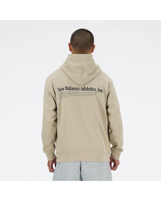 New Balance Natural Athletics Embroidered Hoodie In Cotton Fleece for men