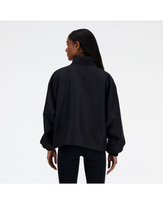 New Balance Sport Essentials Oversized Jacket In Black Polywoven