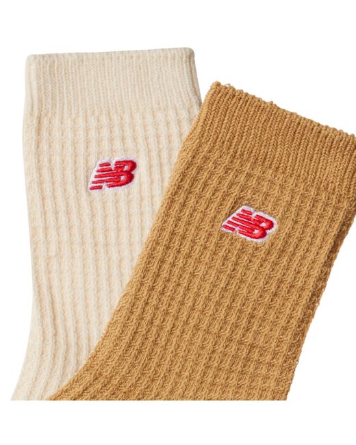 New Balance Brown Waffle Knit Ankle Socks 2 Pack In Cotton