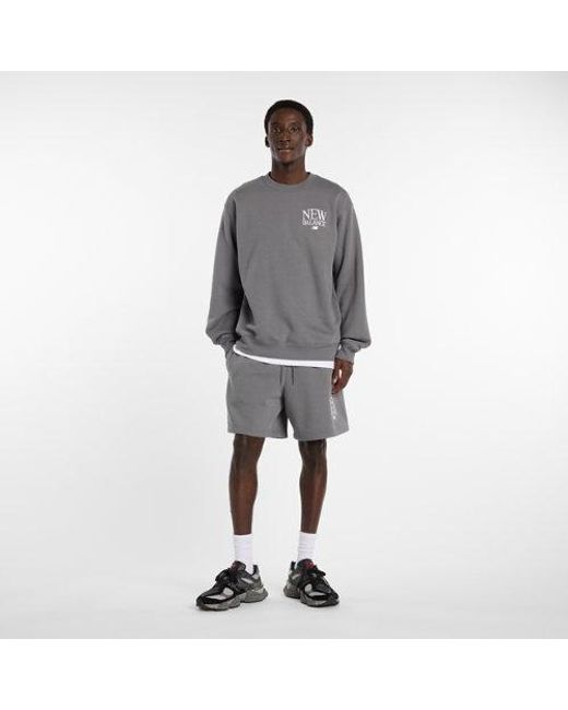 New Balance Gray Reimagined Fleece Crew for men