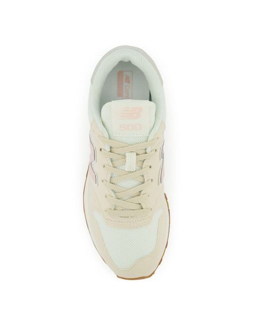 New Balance White 500v1 In Beige/pink Synthetic