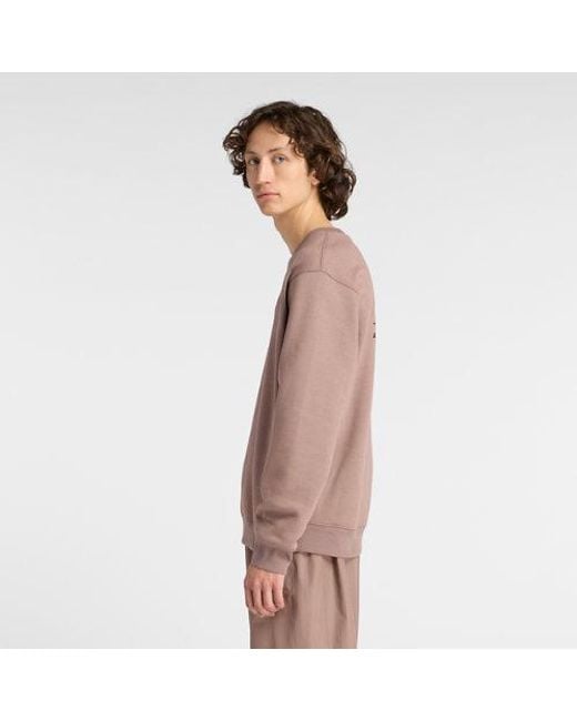 Hombre Linear Graphic Fleece Crew En, Algodón, Talla New Balance de hombre de color Brown