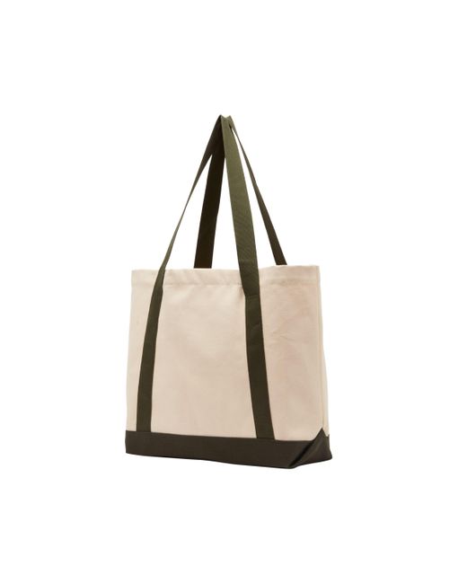 New Balance Natural Linear Heritage Canvas Tote Bag In Green Cotton