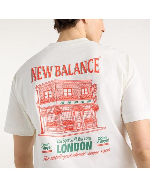 New Balance White Grab A Bite London T-Shirt for men