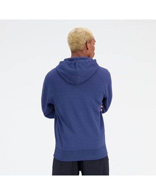 New Balance Essentials Stacked Logo French Terry Jacket In Blue Cotton Fleece for men