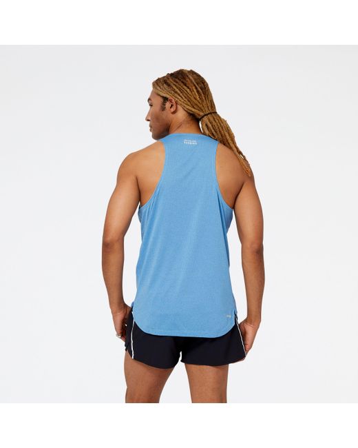 New Balance London Edition Graphic Impact Run Singlet in Blue for Men |  Lyst UK